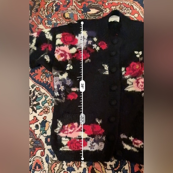 Vintage Express Floral Mohair Blend Button Front Cardigan - Picture 9 of 9